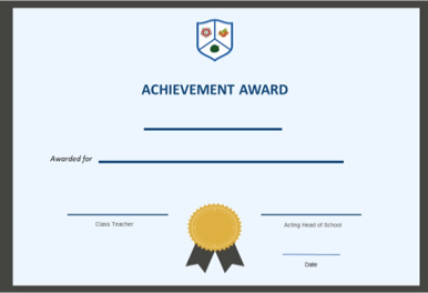 Achievement Award Certificate